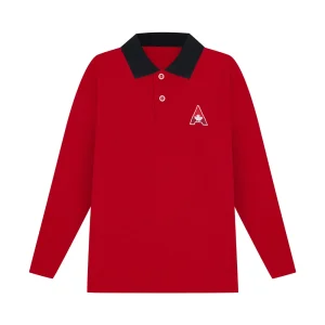 Anaokulu – Uzun Kol Polo – Kırmızı (Lacivert Yaka)